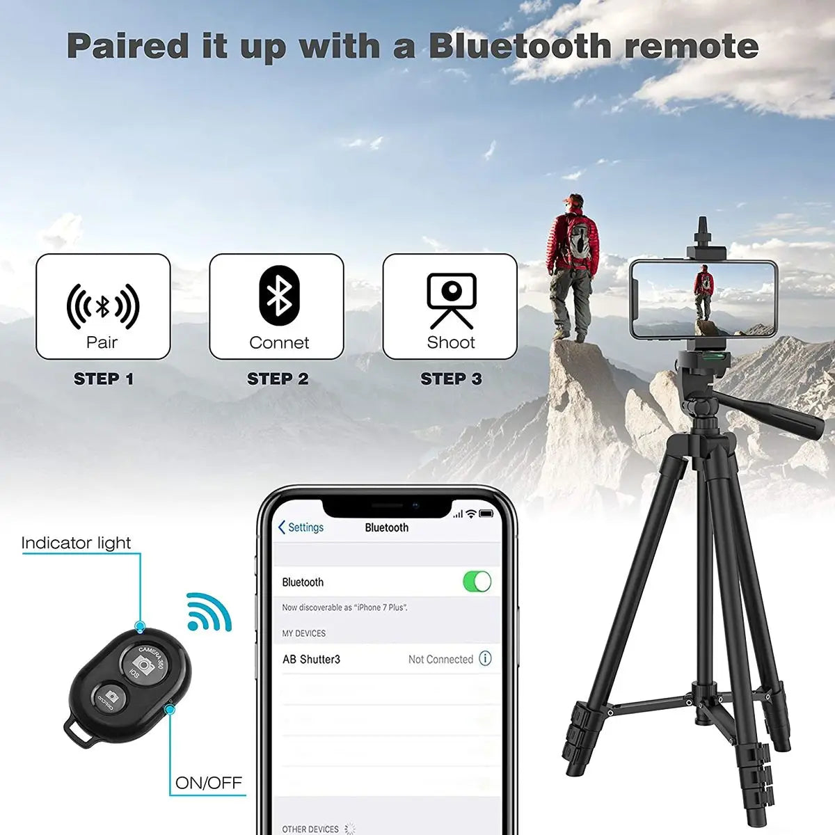 Tripod for Phone 100Cm Video Recording Phone Tripod Stand with Bluetooth Remote Universal Camera Phone Photography Stand
