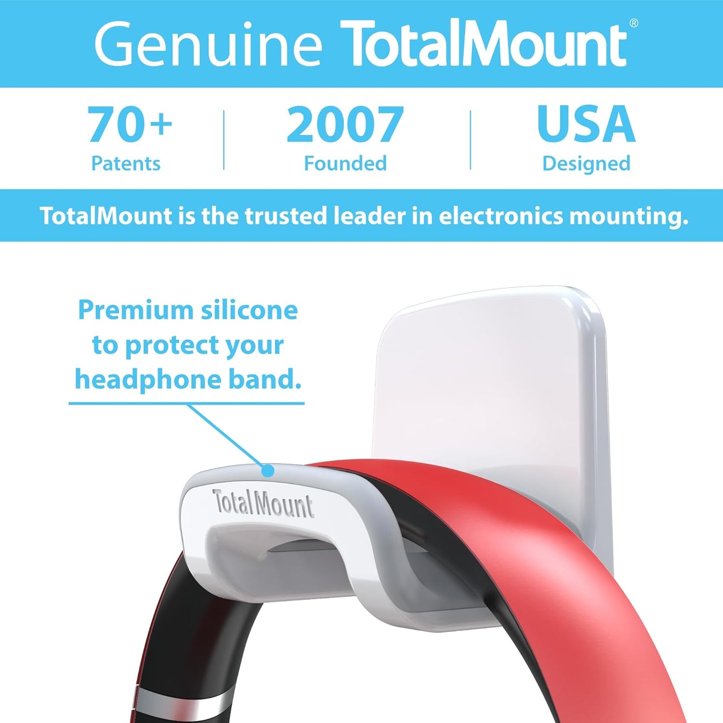 Headphone Holder – Includes Removable Adhesive Strips (White)