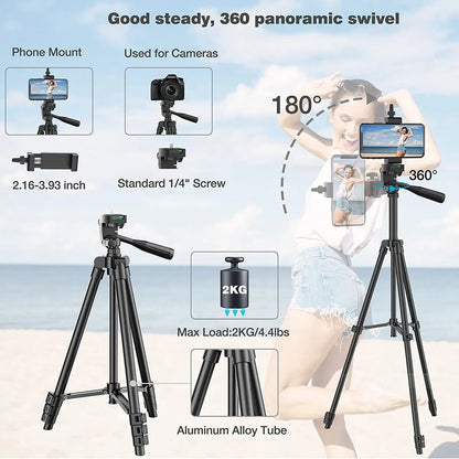 Tripod for Phone 100Cm Video Recording Phone Tripod Stand with Bluetooth Remote Universal Camera Phone Photography Stand
