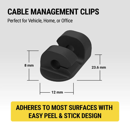CMAA2-6PKRP Stickem 6 Pack Adhesive Cable and Wire Management Organizer Clips Holders Black