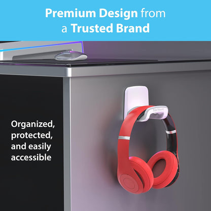 Headphone Holder – Includes Removable Adhesive Strips (White)