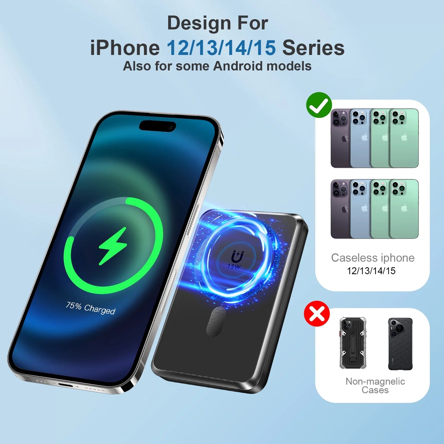 Magnetic Wireless Portable Charger, 10000Mah Power Bank with Built in 2 Cables, Foldable Stand,22.5W Fast Charging Phone Charger Compatible with Iphone 17/16 Series, Samsung, Android, Black